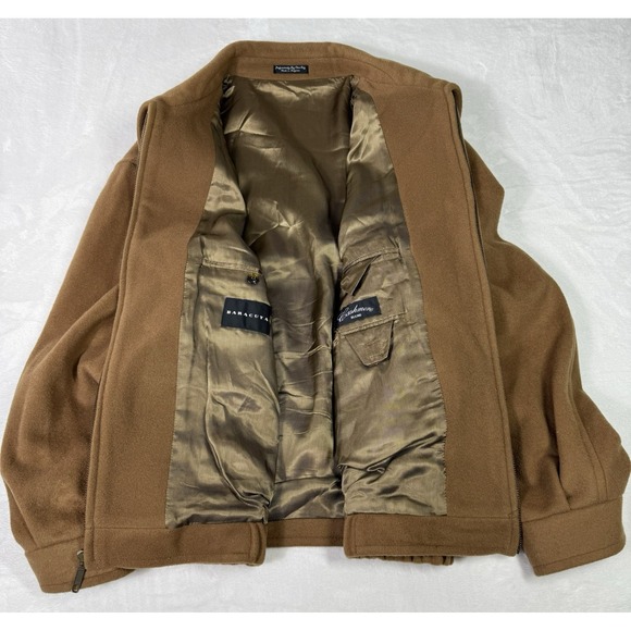 Vintage 90's Baracuta Cashmere Wool Bomber Jacket Beige Medium Soft Gold Lined - Picture 4 of 15